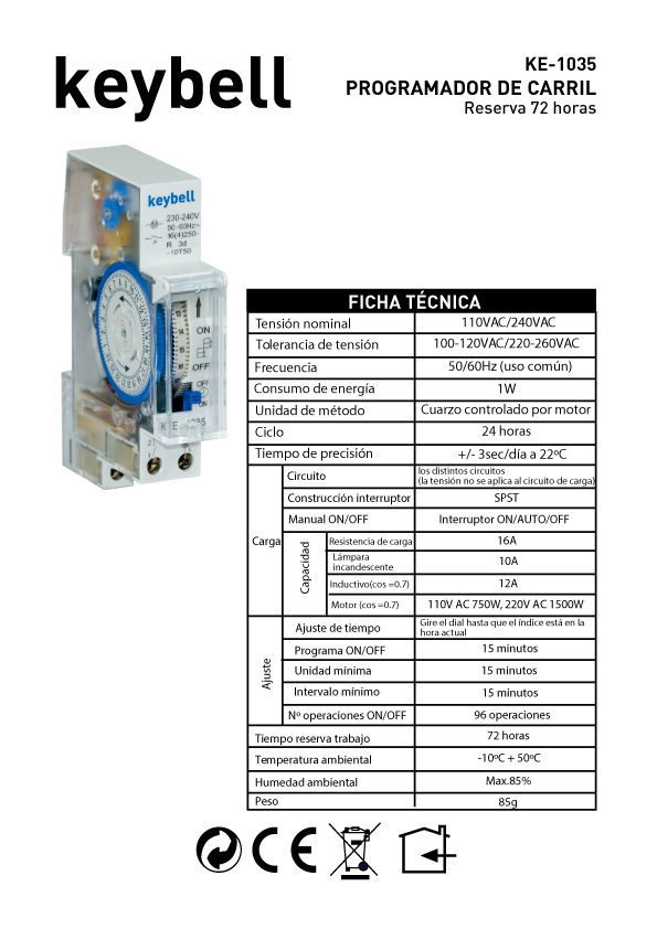 FICHA INTERRUPTOR HORARIO KE-1035